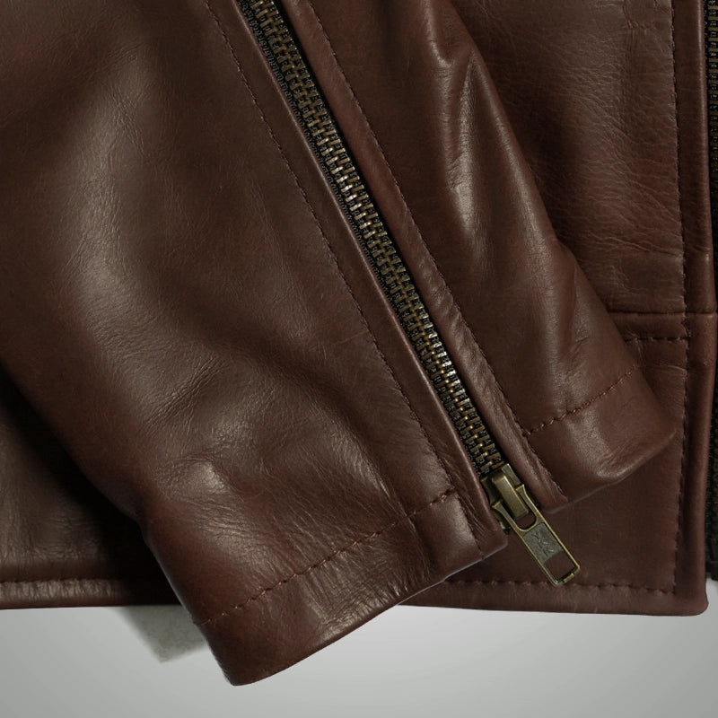 Dean Biker Jacket - Mahogany Brown