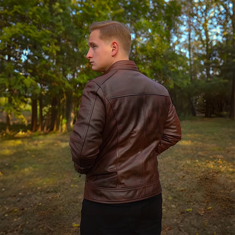 Dean Biker Jacket - Mahogany Brown