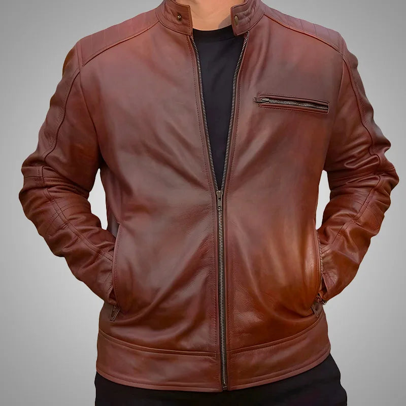 Dean Biker Jacket - Clay Mahogany