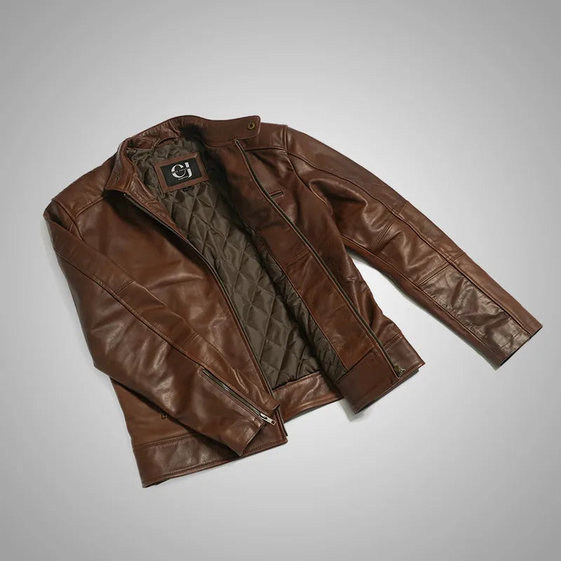 Dean Biker Jacket - Mahogany Brown