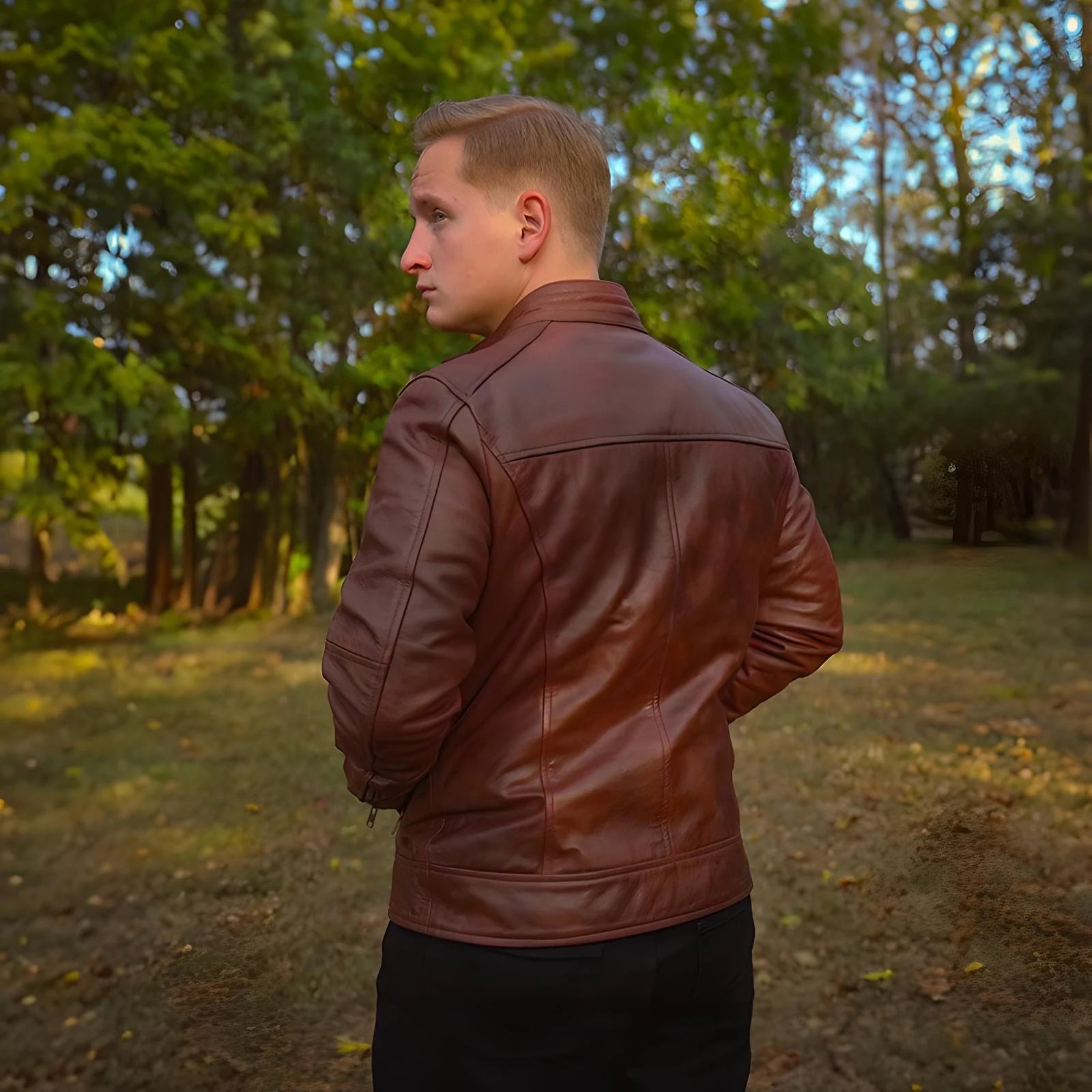 Dean Biker Jacket - Mahogany Brown