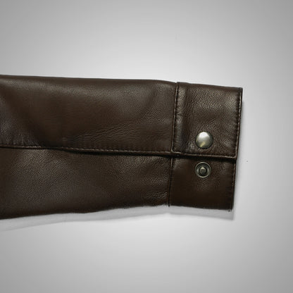 Brown Long Collar Jacket by Cuir Jackets USA