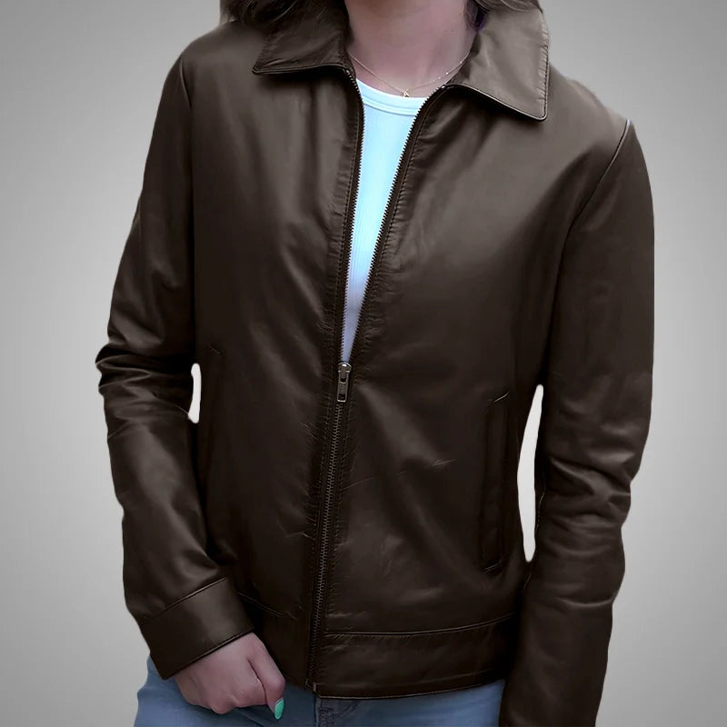 Chestnut Valor – Long Collar Lambskin Jacket