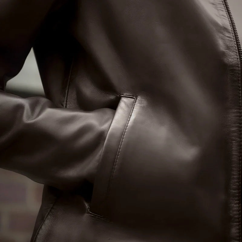 Chestnut Valor- Long Collar Lambskin Jacket    