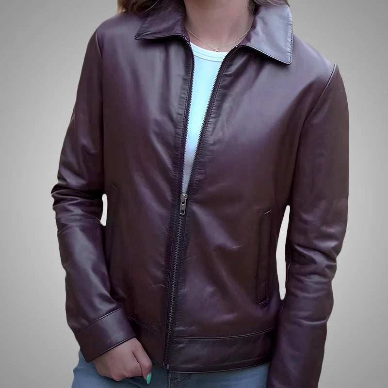 Chestnut Valor – Long Collar Lambskin Jacket