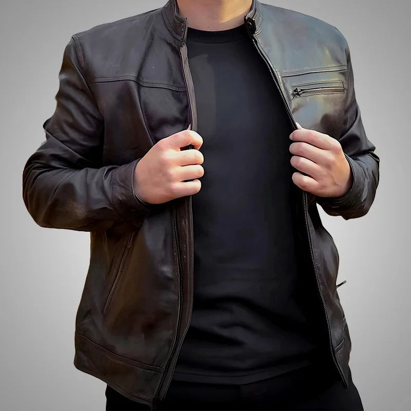 Urban Drift Lambskin Roadster Jacket - Dark Mahogany