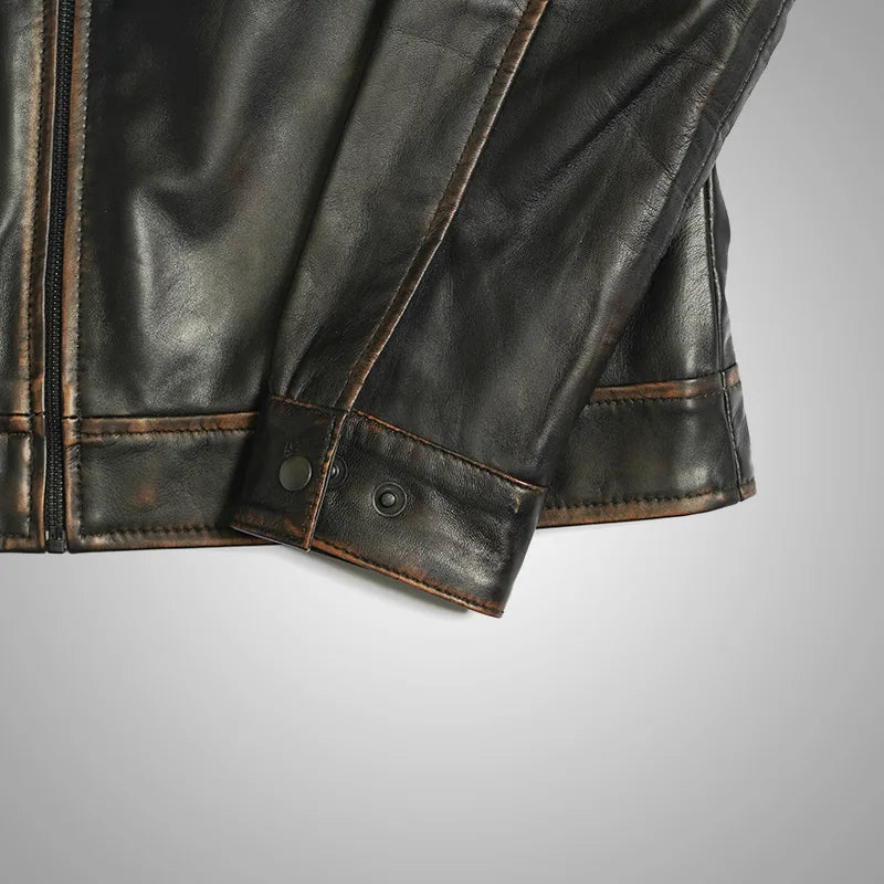 Urban Drift Lambskin Roadster Jacket - Dark Mahogany