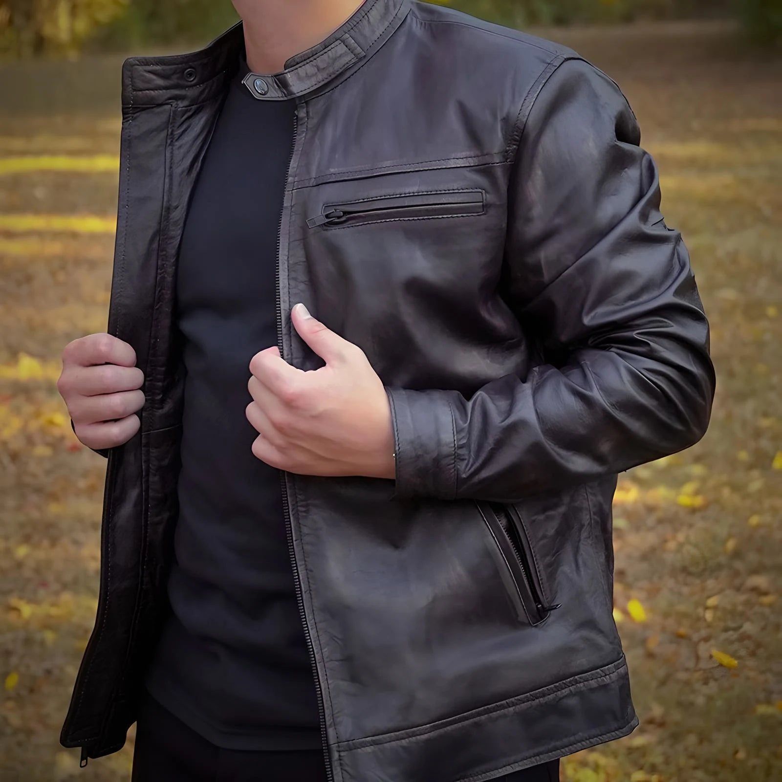 Urban Drift Lambskin Roadster Jacket - Dark Mahogany