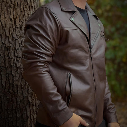 Brown Racer Jacket by Cuir Jackets USA