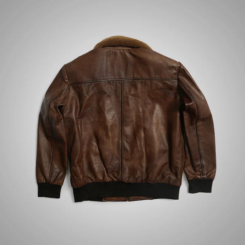 Altitude Luxe™ Fur-Lined Lambskin Flight Jacket - Camel Brown