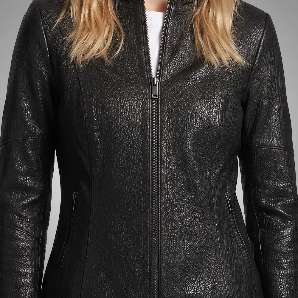 Women Reversible Lambskin Black Leather Jacket | Smooth Nappa Finish