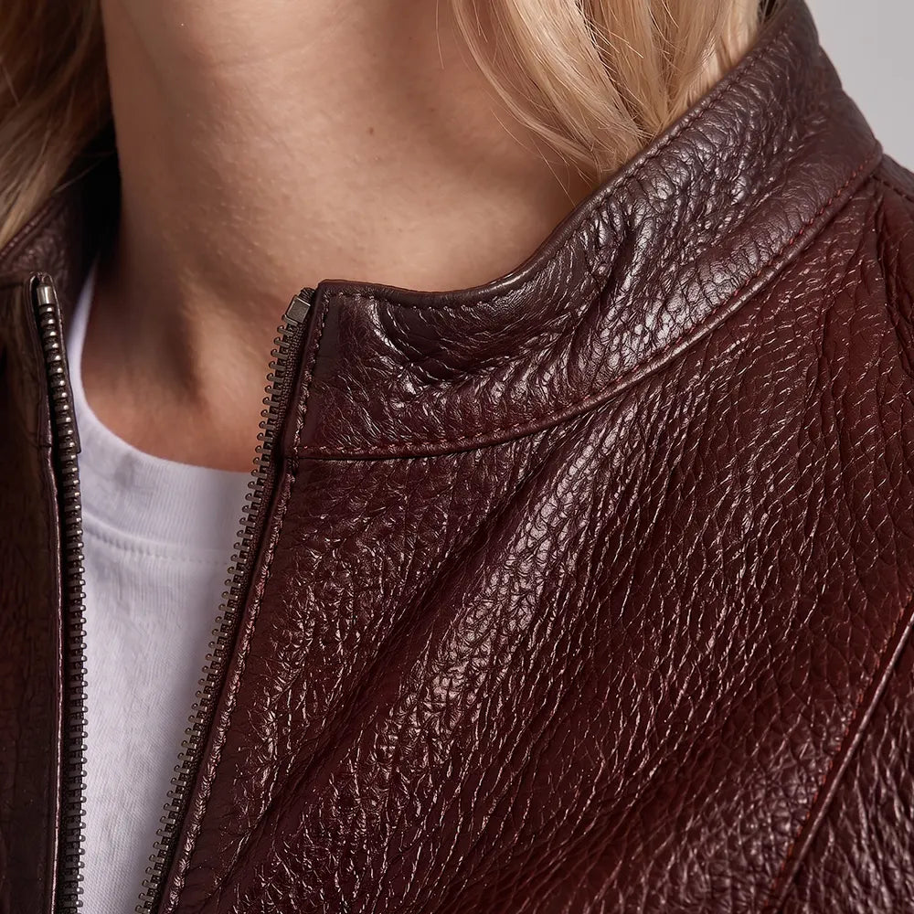 Women Reversible Lambskin Brown Leather Jacket | Smooth Nappa Finish