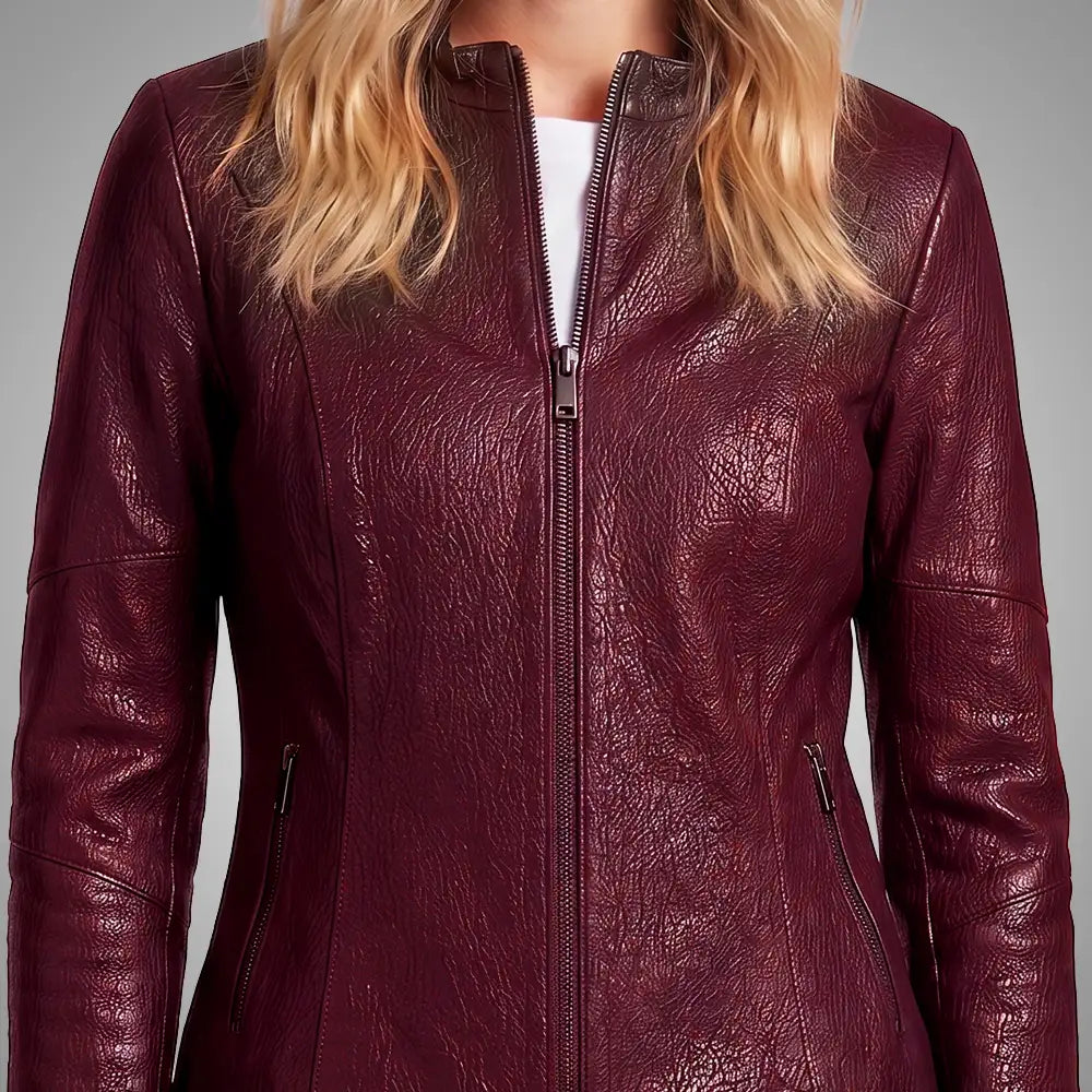 Women Reversible Lambskin Mahogany leather Jacket | Smooth Nappa Finish