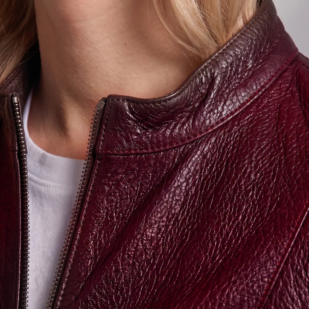 Women Reversible Lambskin Mahogany leather Jacket | Smooth Nappa Finish