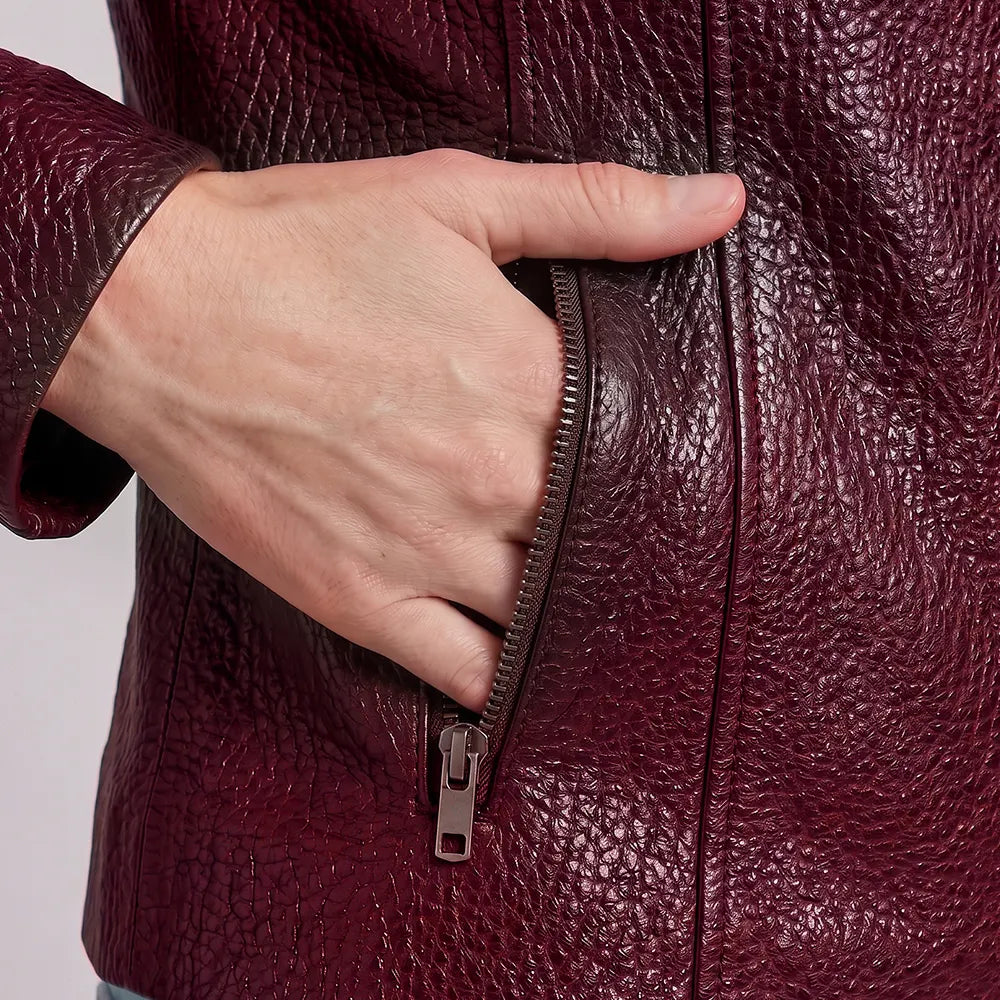 Women Reversible Lambskin Mahogany leather Jacket | Smooth Nappa Finish