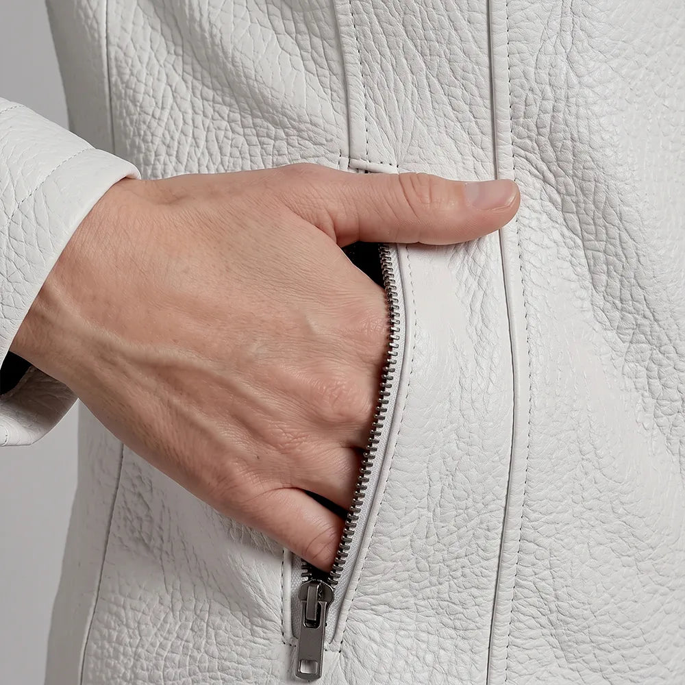 Women Reversible Lambskin White Leather Jacket | Smooth Nappa Finish