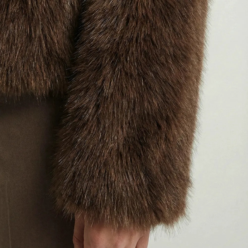 Faux Fur Crop Jacket – Chocolate