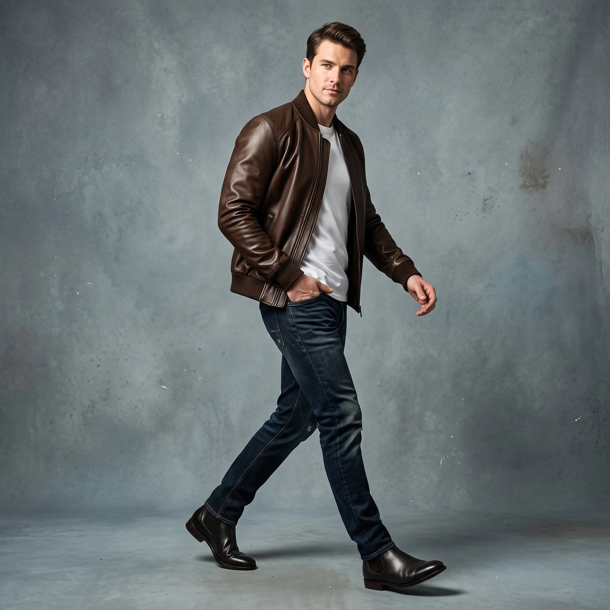 Genuine Leather Bomber Jacket | Espresso Brown