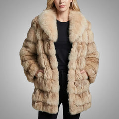 Genuine Fur Long Coat - Warm Luxury | Brown