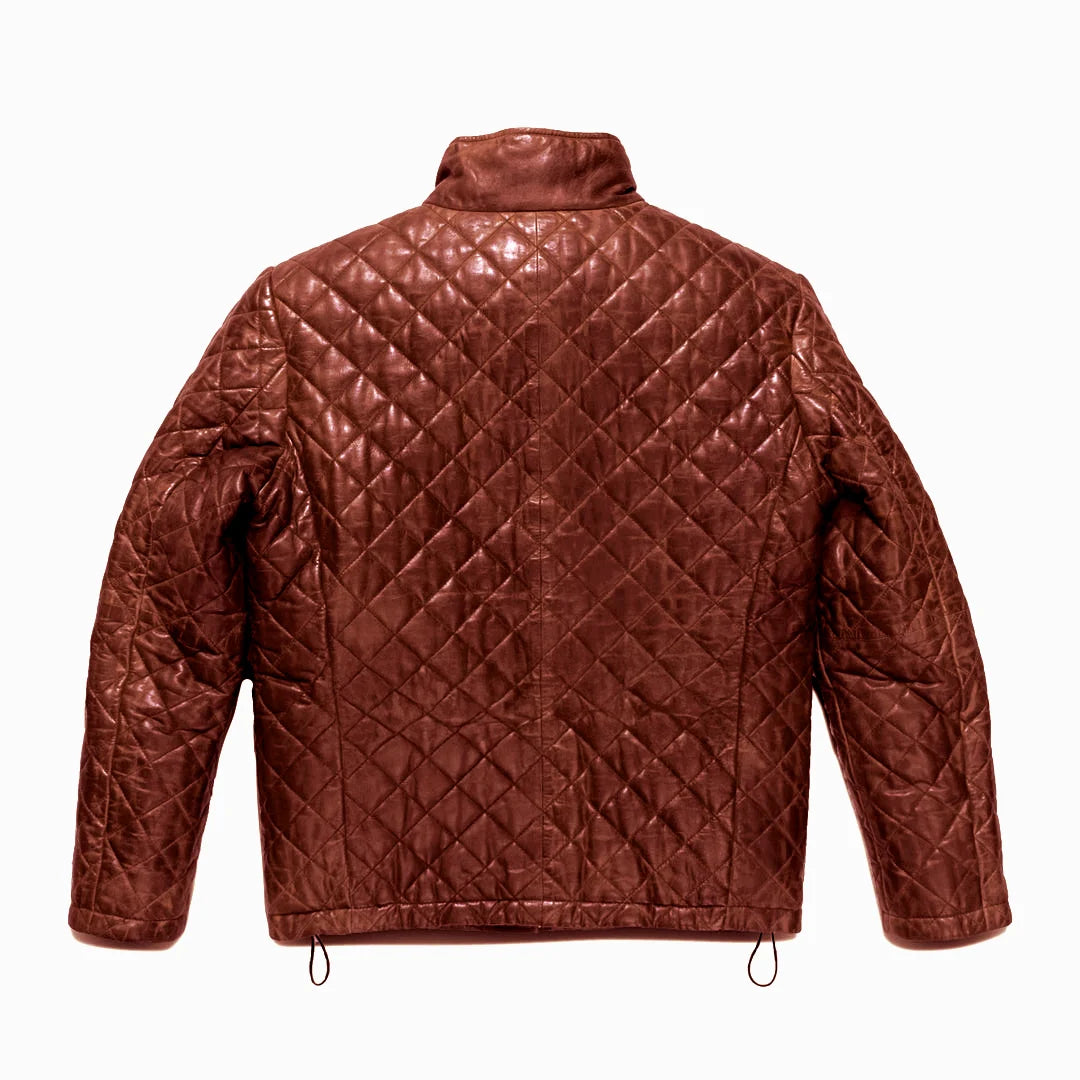 Brown quilted jacket on a white background