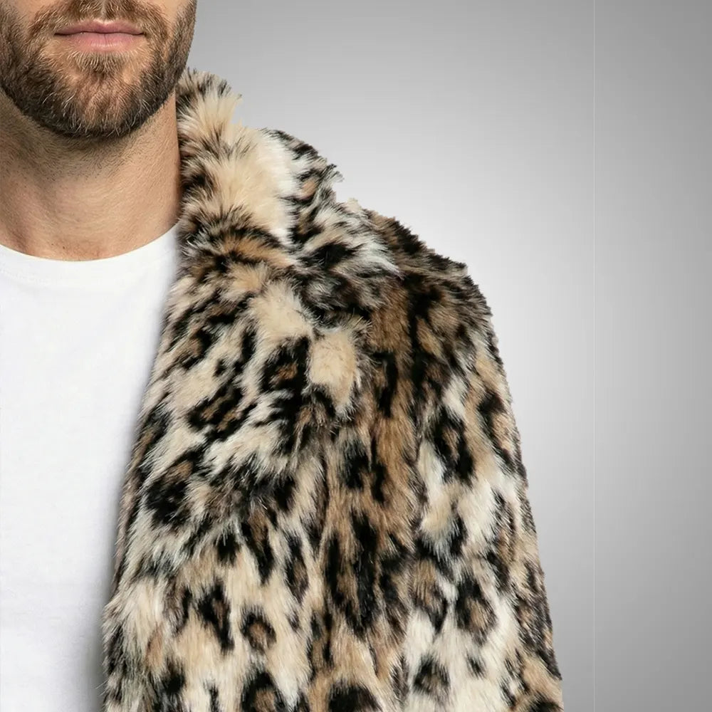 Leopard Faux Fur Long Length Coat