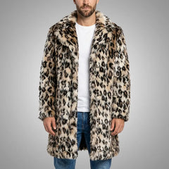 Long Leopard Print Faux Fur Coat | Multi