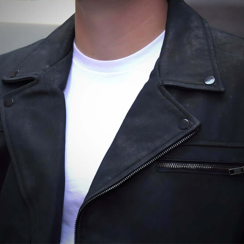 Black Racer Jacket - Matte Finish by Cuir Jackets USA