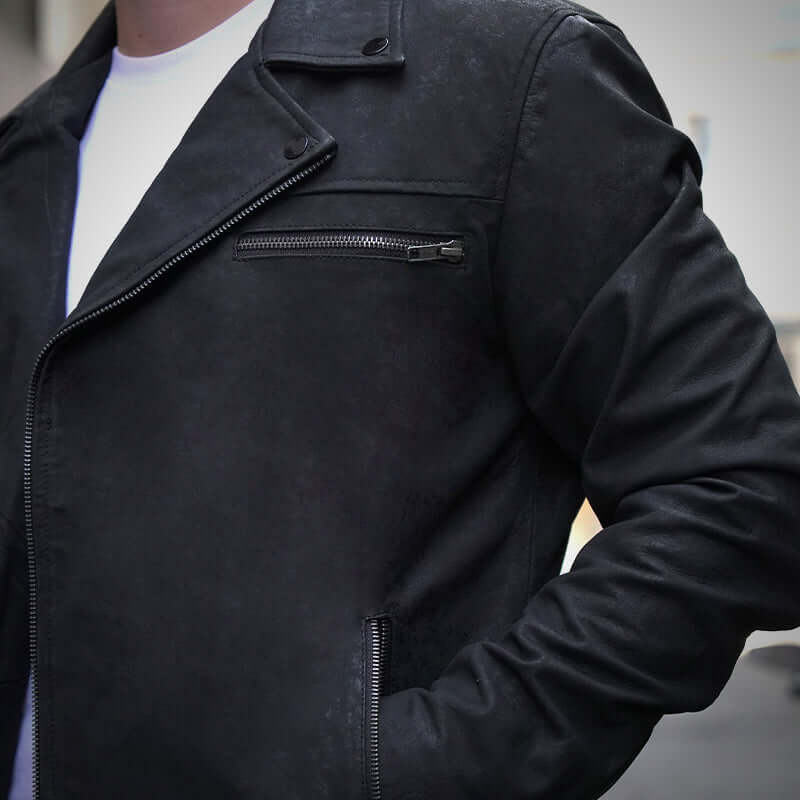 Black Racer Jacket - Matte Finish by Cuir Jackets USA