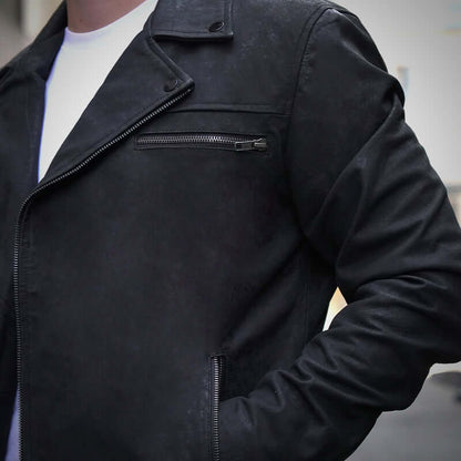 Black Racer Jacket - Matte Finish by Cuir Jackets USA
