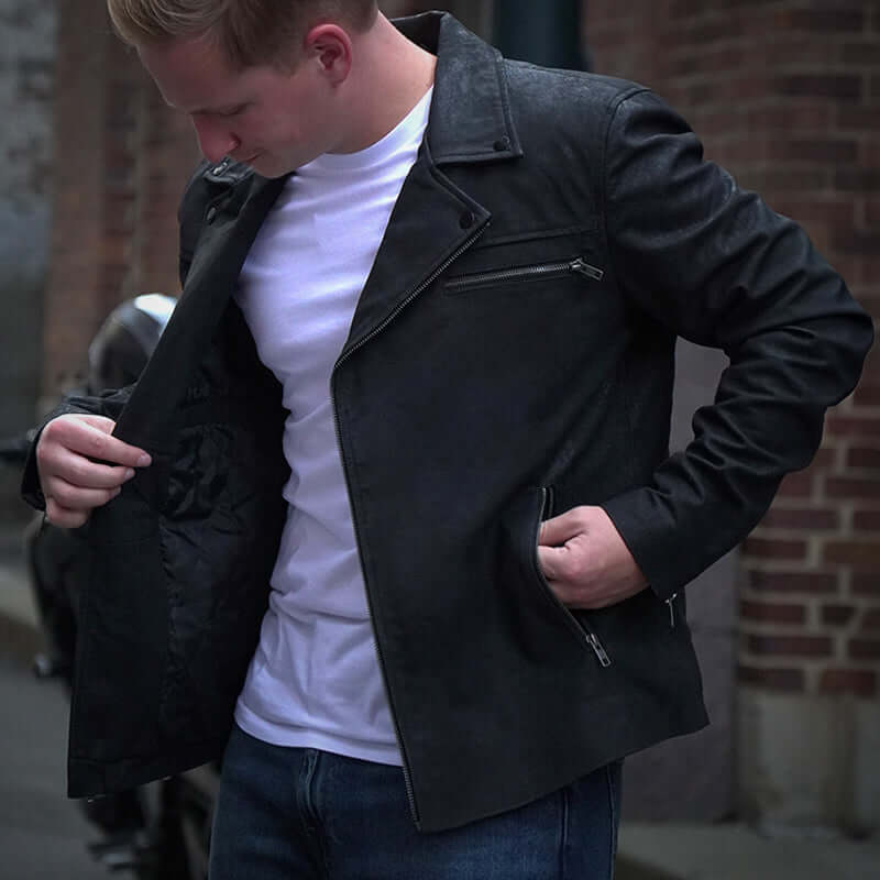 Black Racer Jacket - Matte Finish by Cuir Jackets USA