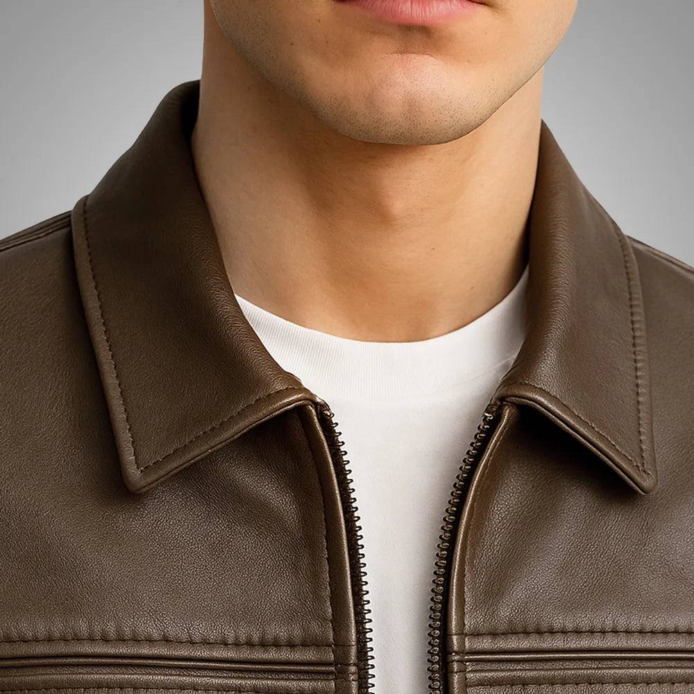 Legacy Brown Cowhide Leather Jacket, 100% Genuine Grain