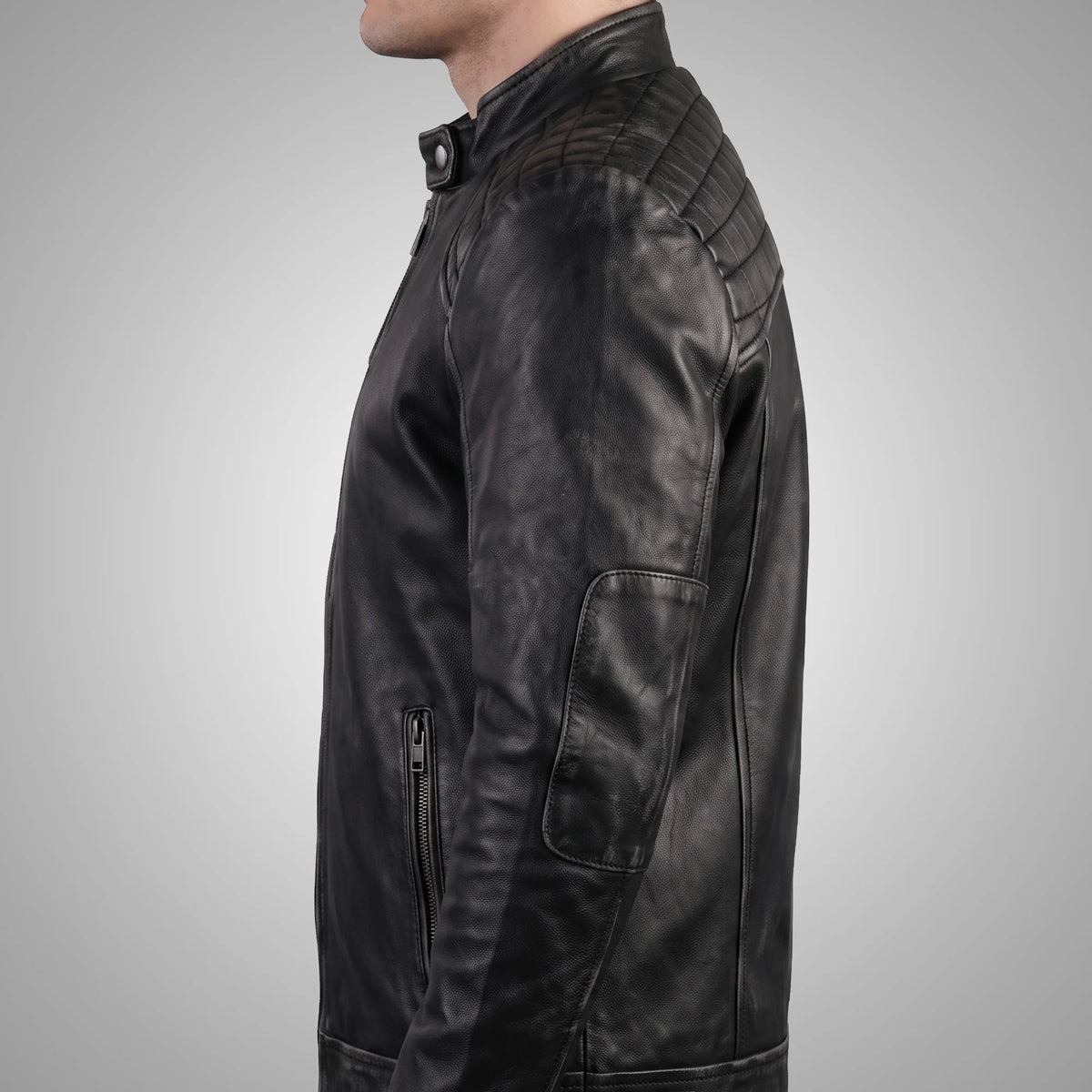 Hawkridge Quilted Dark Brown Biker Jacket, 100% Lambskin