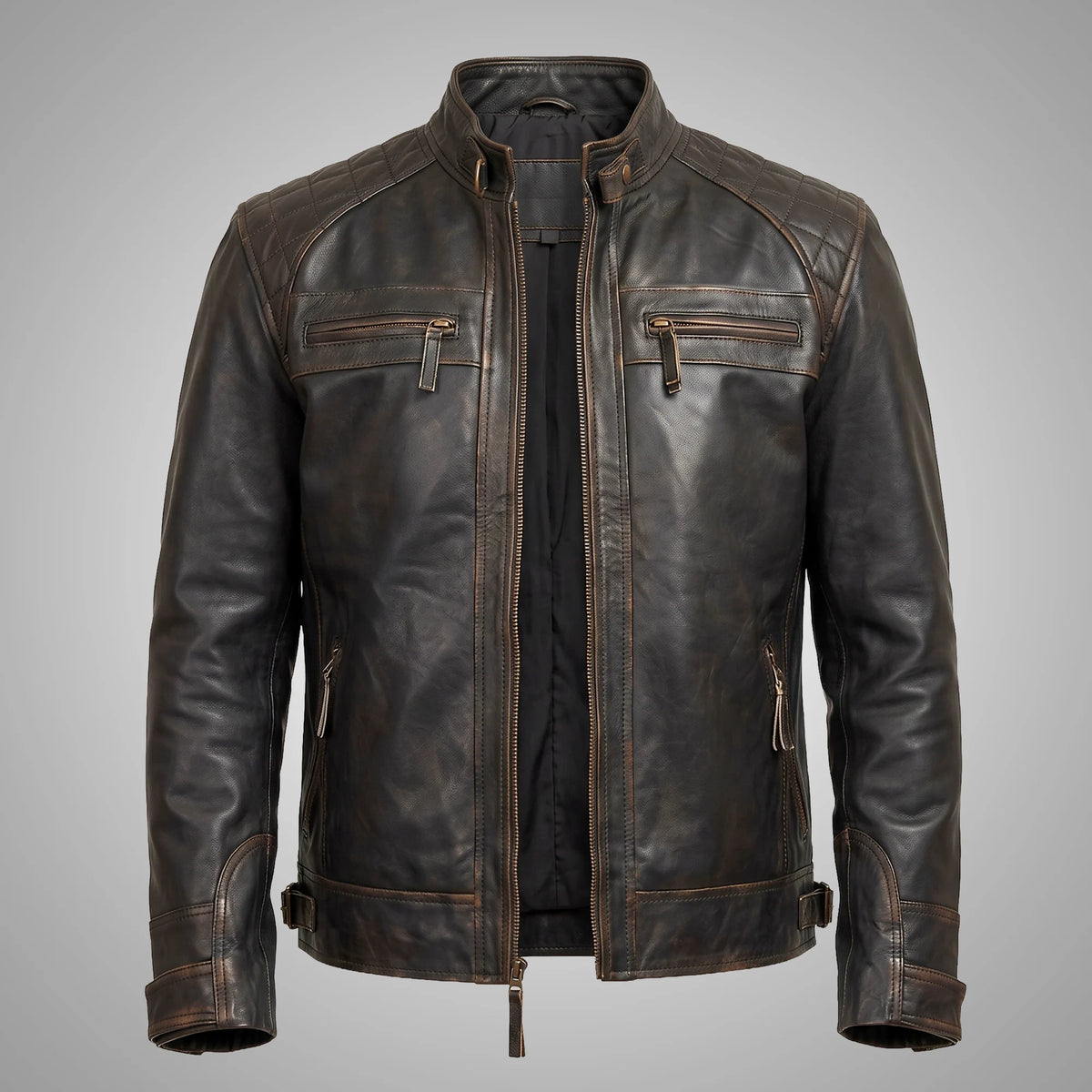 QuiltedBikerJacketBrown