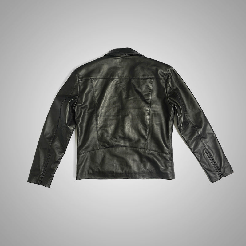 Black Racer Jacket by Cuir Jackets USA