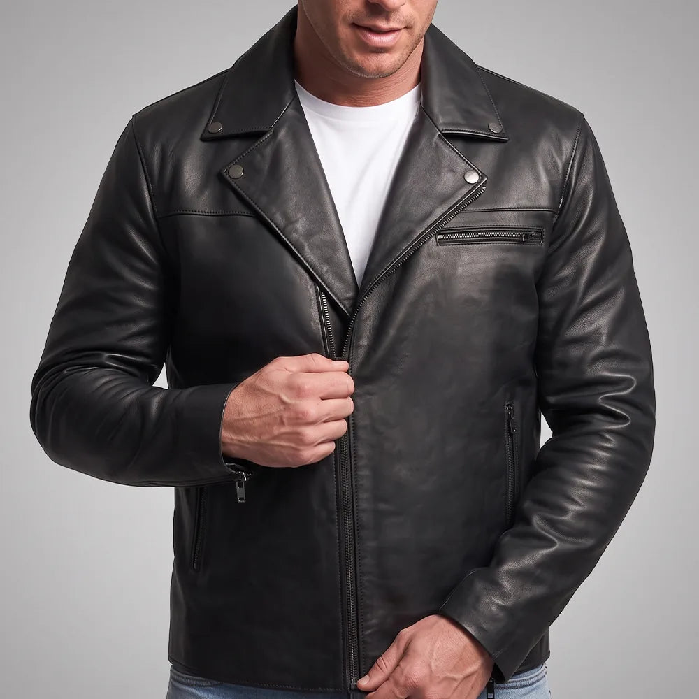 Racer Black Leather Jacket | Premium Lambskin Ignite™ Edition