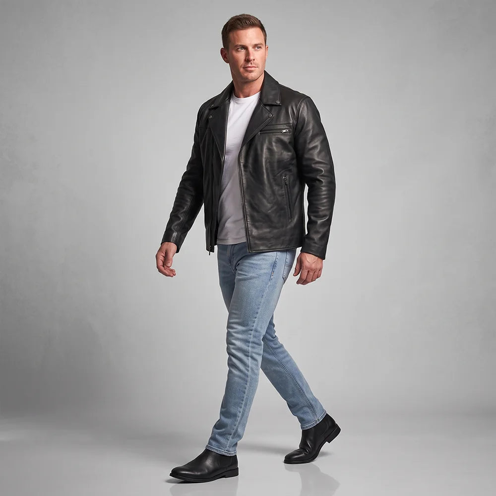 Racer Black Leather Jacket | Premium Lambskin Ignite™ Edition