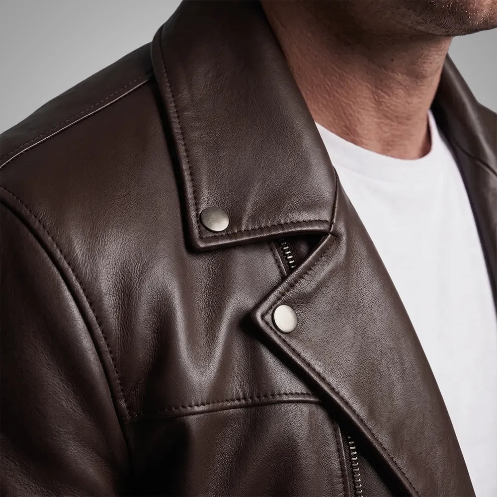 Racer Brown Leather Jacket | Premium Lambskin Ignite™ Edition