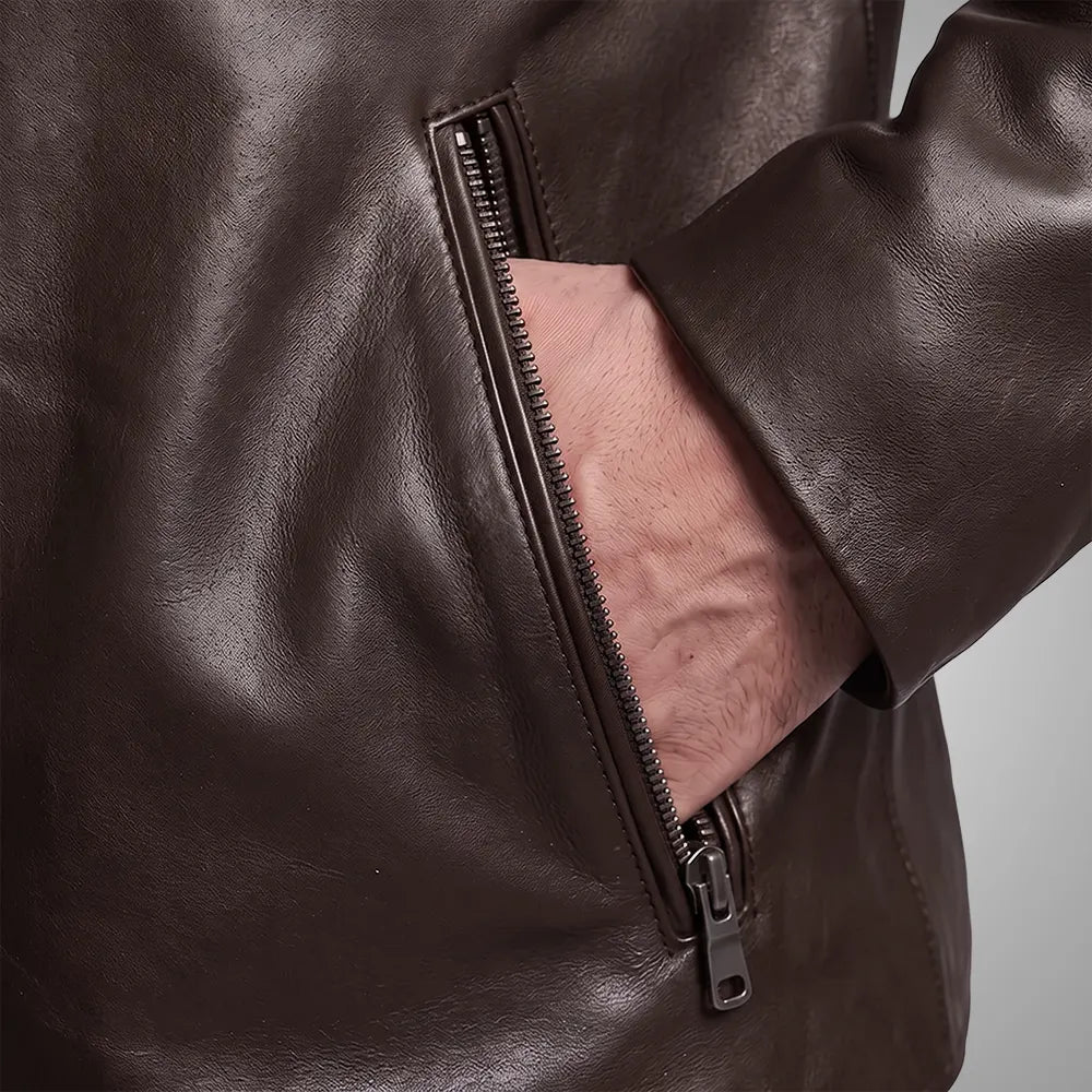 Racer Brown Leather Jacket | Premium Lambskin Ignite™ Edition