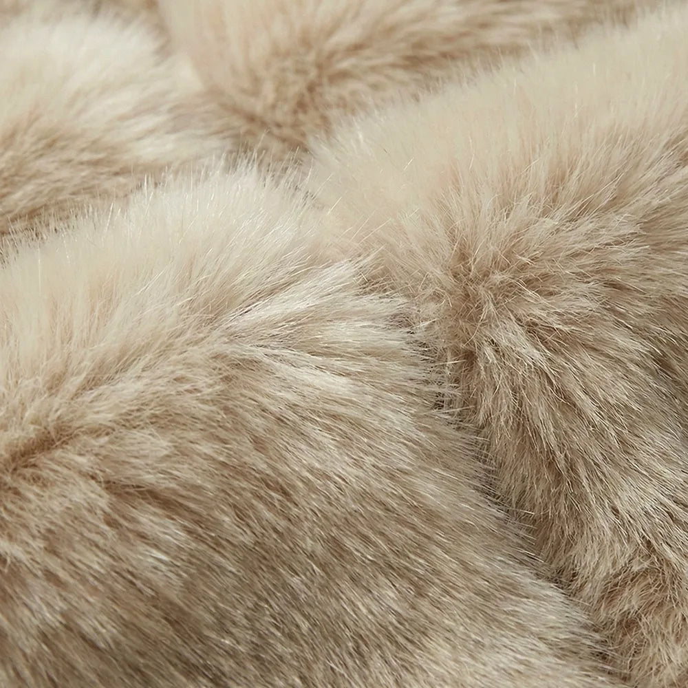 River Island Cream Long Paneled Fur Jacket