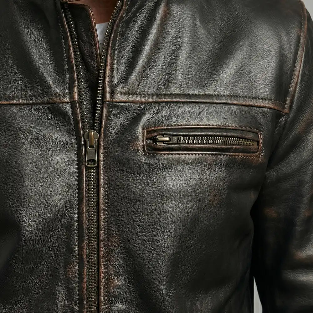 Roadster Dark Mahogany Leather Jacket | Premium Lambskin Edition