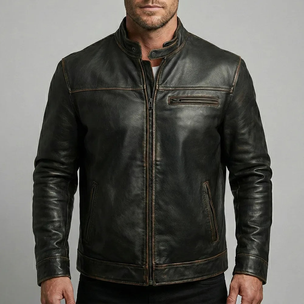 Urban Drift Lambskin Roadster Jacket - Dark Mahogany