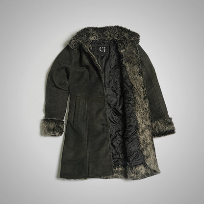 Shearling Black Fur Leather Coat