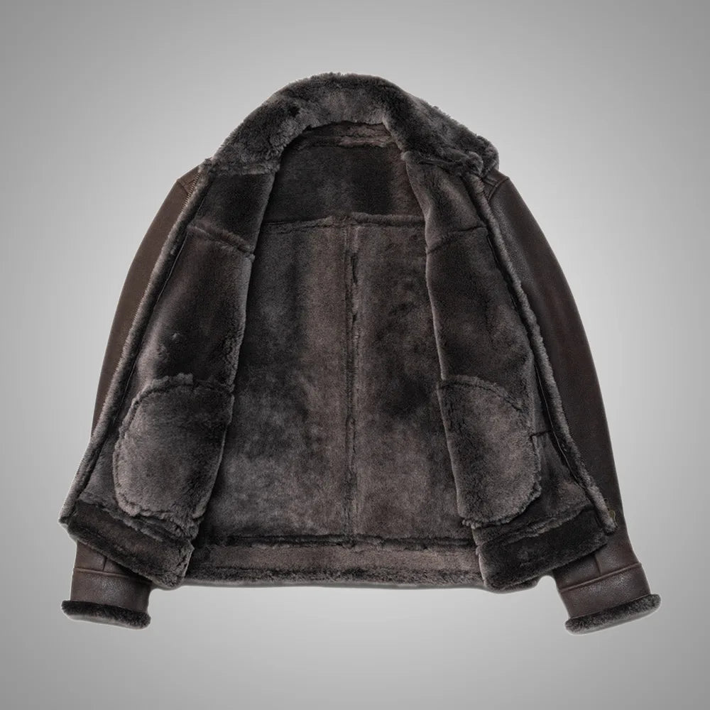 Heritage Fur Shearling Leather Bomber Jacket - Espresso