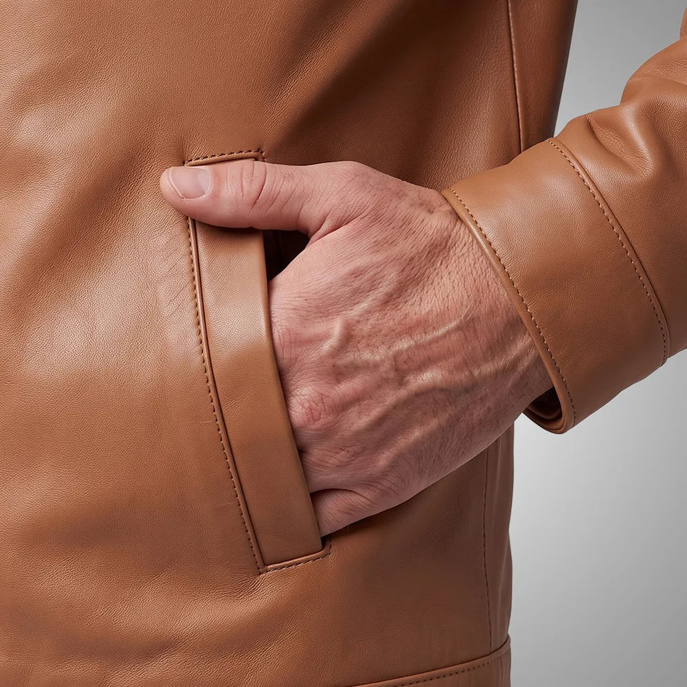 IronSoul Lambskin Tan Motorcycle Jacket,  100% Real Leather