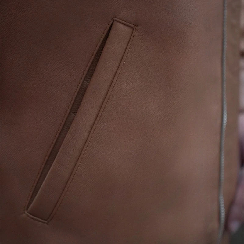 IronSoul Lambskin Biker Jacket - Tan