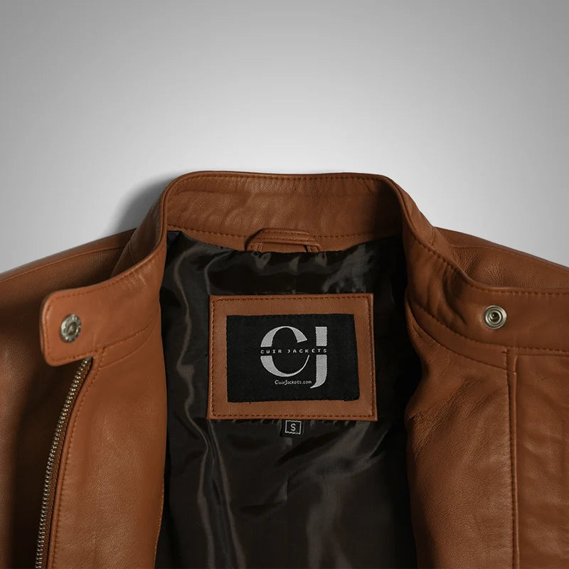 IronSoul Lambskin Biker Jacket - Tan