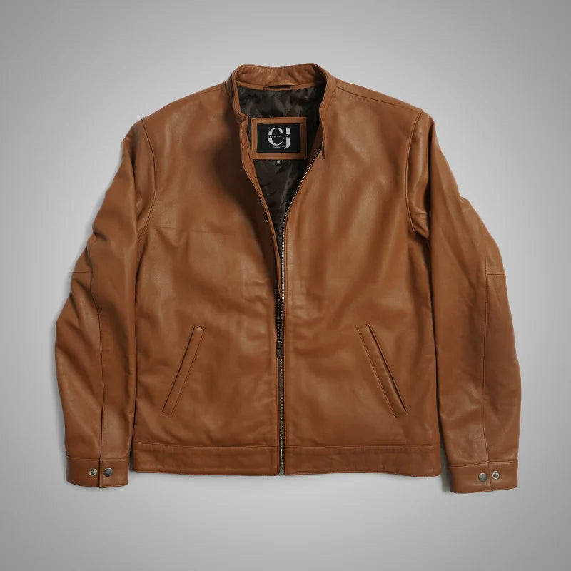 IronSoul Lambskin Biker Jacket - Tan