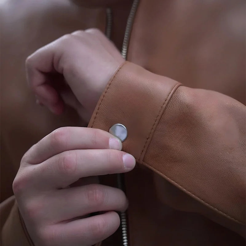 IronSoul Lambskin Biker Jacket - Tan