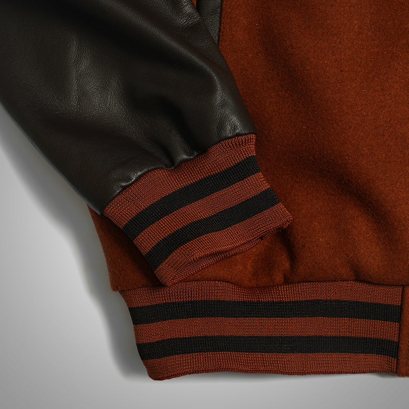 Varsity Jacket With Leather Sleeves