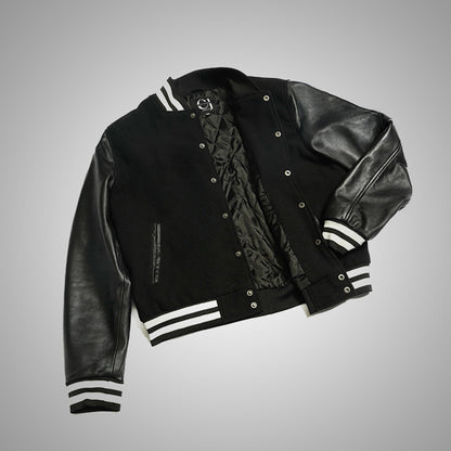 Varsity Jacket With Leather Sleeves